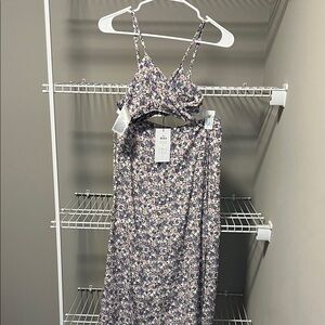 Only Floral Maxi Dress - Purple and White 2 Piece Size S